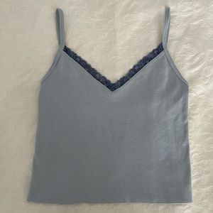 Brandy Melville Nicolette Lace Tank Top Light Blue